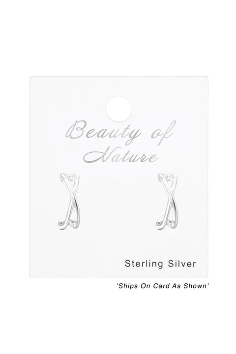 Sterling Silver Half Hoop Ear Studs - SS