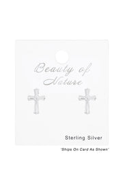 Sterling Silver Cross Ear Studs - SS