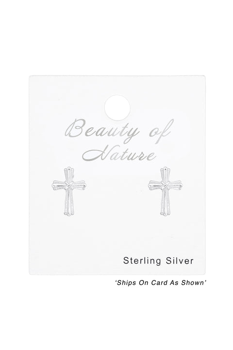 Sterling Silver Cross Ear Studs - SS