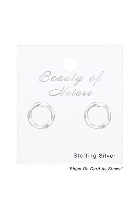 Sterling Silver Twisted Circle Ear Studs - SS