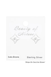 Sterling Silver Star Ear Studs With Cubic Zirconia - SS