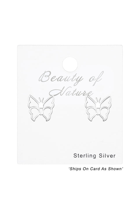 Sterling Silver Butterfly Ear Studs - SS
