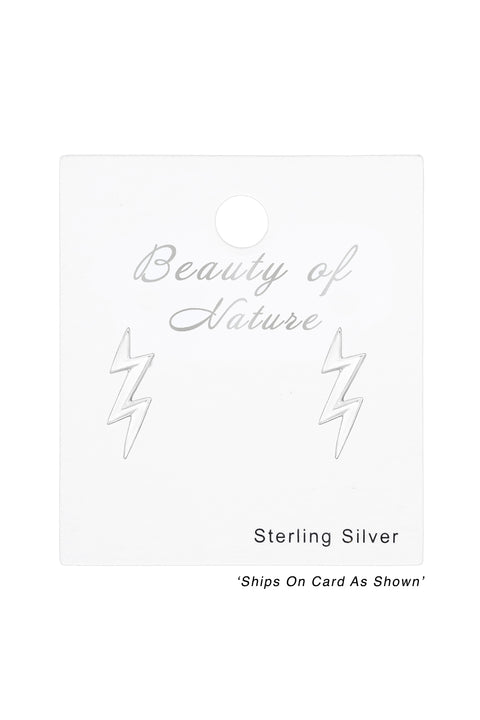 Sterling Silver Thunderbolt Ear Studs - SS