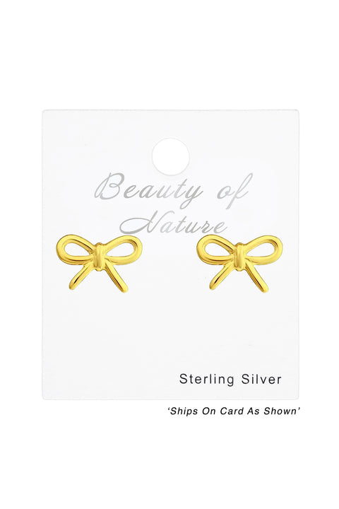 Sterling Silver Bow Ear Studs - VM