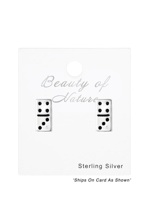 Sterling Silver Domino Ear Studs - SS
