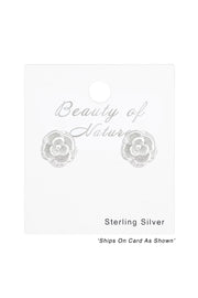 Sterling Silver Rose Ear Studs - SS