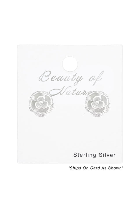 Sterling Silver Rose Ear Studs - SS