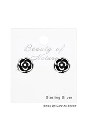 Sterling Silver Rose Ear Studs - SS