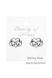 Sterling Silver Celtic Heart Ear Studs - SS
