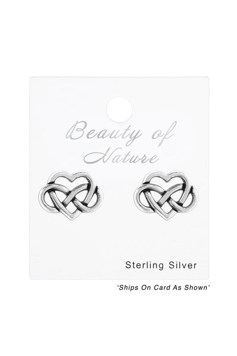 Sterling Silver Celtic Heart Ear Studs - SS