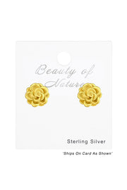 Sterling Silver Rose Ear Studs - VM