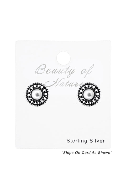 Sterling Silver Round Ear Studs - SS
