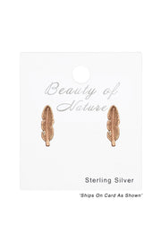 Sterling Silver Feather Ear Studs - RG