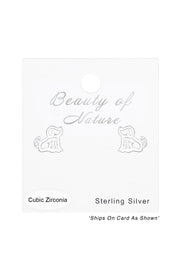 Sterling Silver Dog Ear Studs With Cubic Zirconia - SS