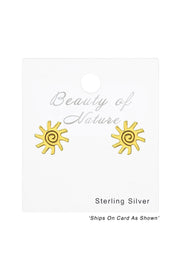 Sterling Silver Sun Ear Studs - VM