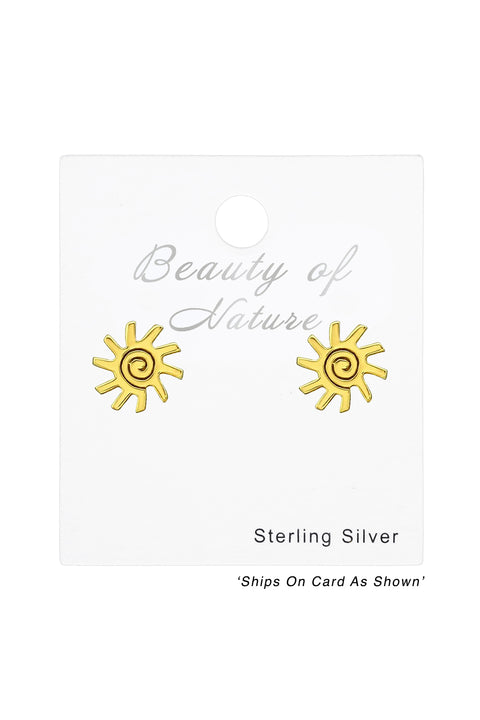 Sterling Silver Sun Ear Studs - VM