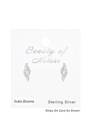 Sterling Silver Spiral Ear Studs With Cubic Zirconia - SS