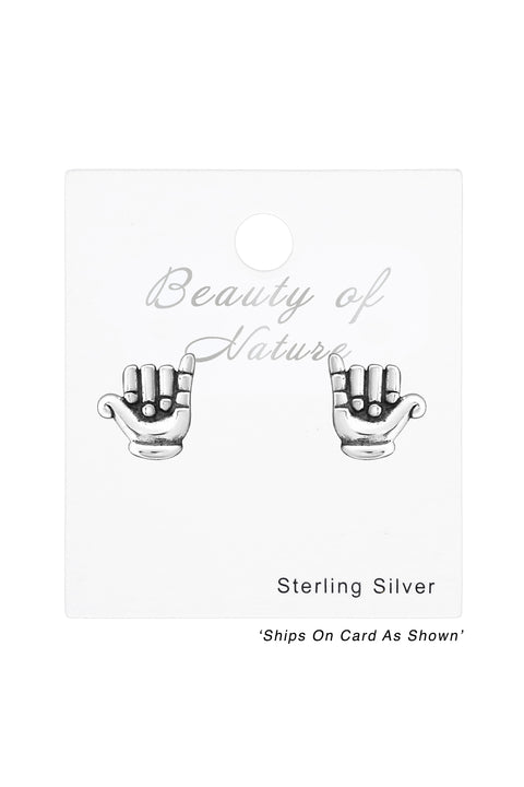 Sterling Silver Hand Ear Studs - SS