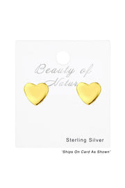 Sterling Silver 3D Heart Ear Studs - VM