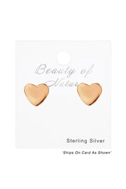 Sterling Silver 3D Heart Ear Studs - RG