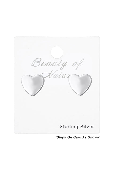 Sterling Silver 3D Heart Ear Studs - SS