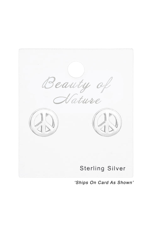 Sterling Silver Peace Ear Studs - SS