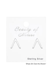 Sterling Silver V Shaped Ear Studs - SS