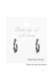 Sterling Silver Bali Half Hoop Ear Studs - SS