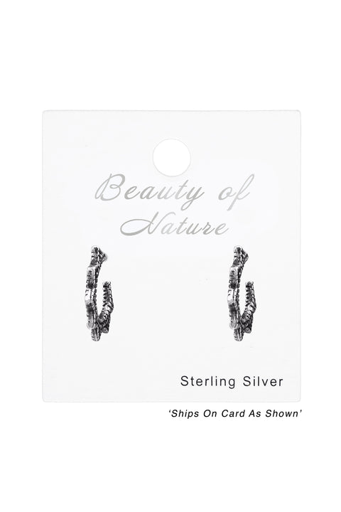 Sterling Silver Bali Half Hoop Ear Studs - SS