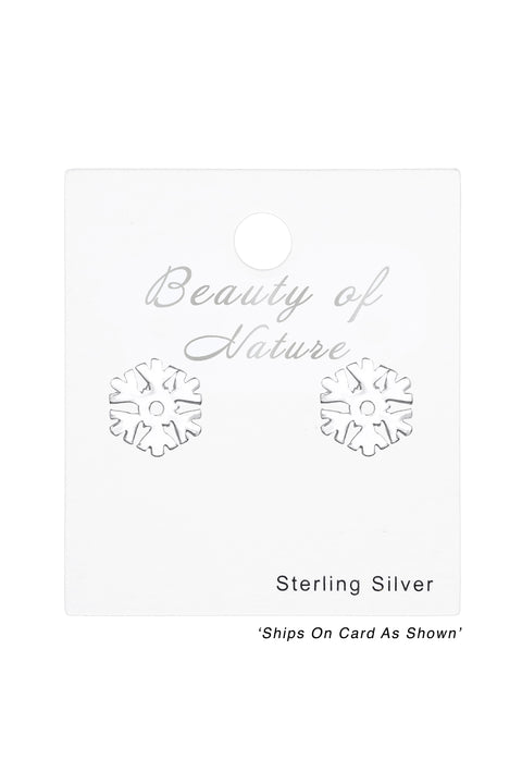 Sterling Silver Snowflake Ear Studs - SS