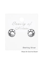 Sterling Silver Paw Print Ear Studs - SS