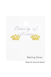 Sterling Silver Lotus Flower Ear Studs - VM