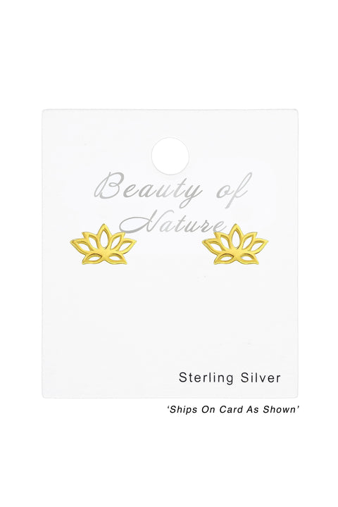 Sterling Silver Lotus Flower Ear Studs - VM