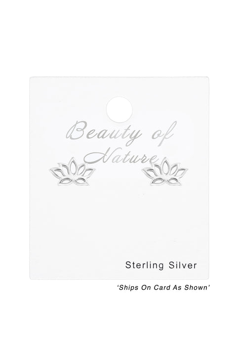 Sterling Silver Lotus Flower Ear Studs - SS