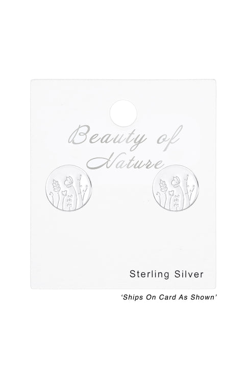 Sterling Silver Laser Cut Flower Ear Studs - SS