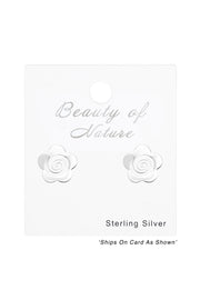 Sterling Silver Laser Cut Flower Ear Studs - SS