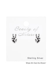 Sterling Silver V Sign Ear Studs - SS
