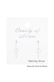 Sterling Silver Ball Ear Stud With Hanging Geometric - SS
