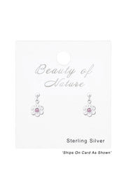 Sterling Silver Ball Ear Studs & Hanging Flower - SS