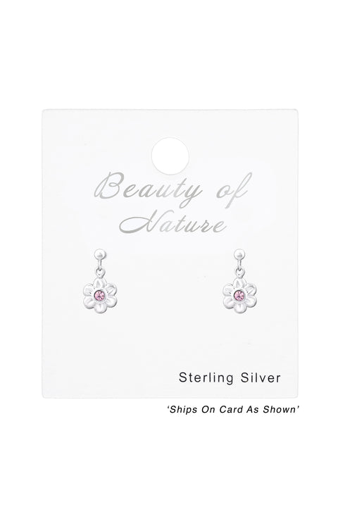 Sterling Silver Ball Ear Studs & Hanging Flower - SS