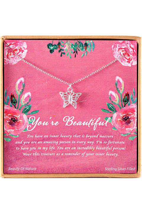 'You're Beautiful' Boxed Charm Necklace - SF