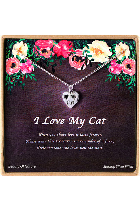 'I Love My Cat' Boxed Charm Necklace - SF