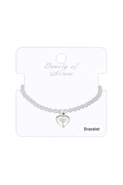 Beaded Heart Charm Bracelet - SF
