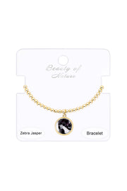 Zebra Jasper Beaded Charm Bracelet - GF