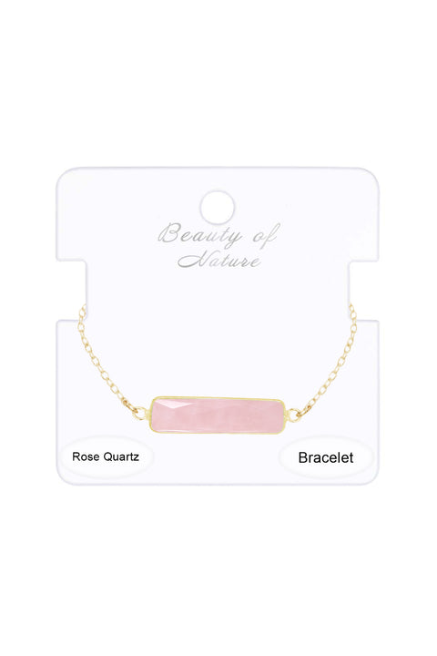 Rose Quartz Bar Bracelet - GF