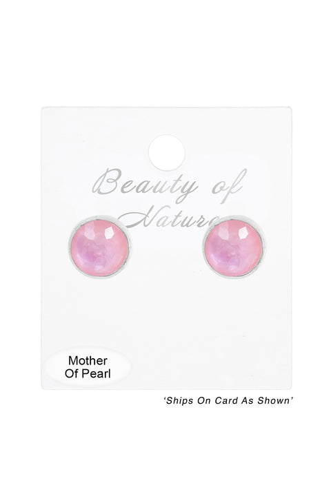 Pink Mother Of Pearl Post Earrings - SF