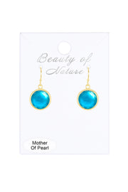 Blue Mother Of Pearl Drop Earrings - GF