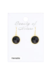 Hematite Fancy Cut Round Earrings - GF