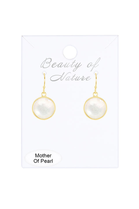 Mother Of Pearl Round Drop Earrings - GF