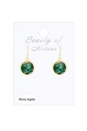 Moss Agate Fancy Cut Round Earrings - GF